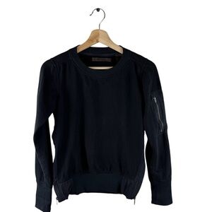 Nicholas K Side Zip Silk Trim Sweatshirt Black Size XXS